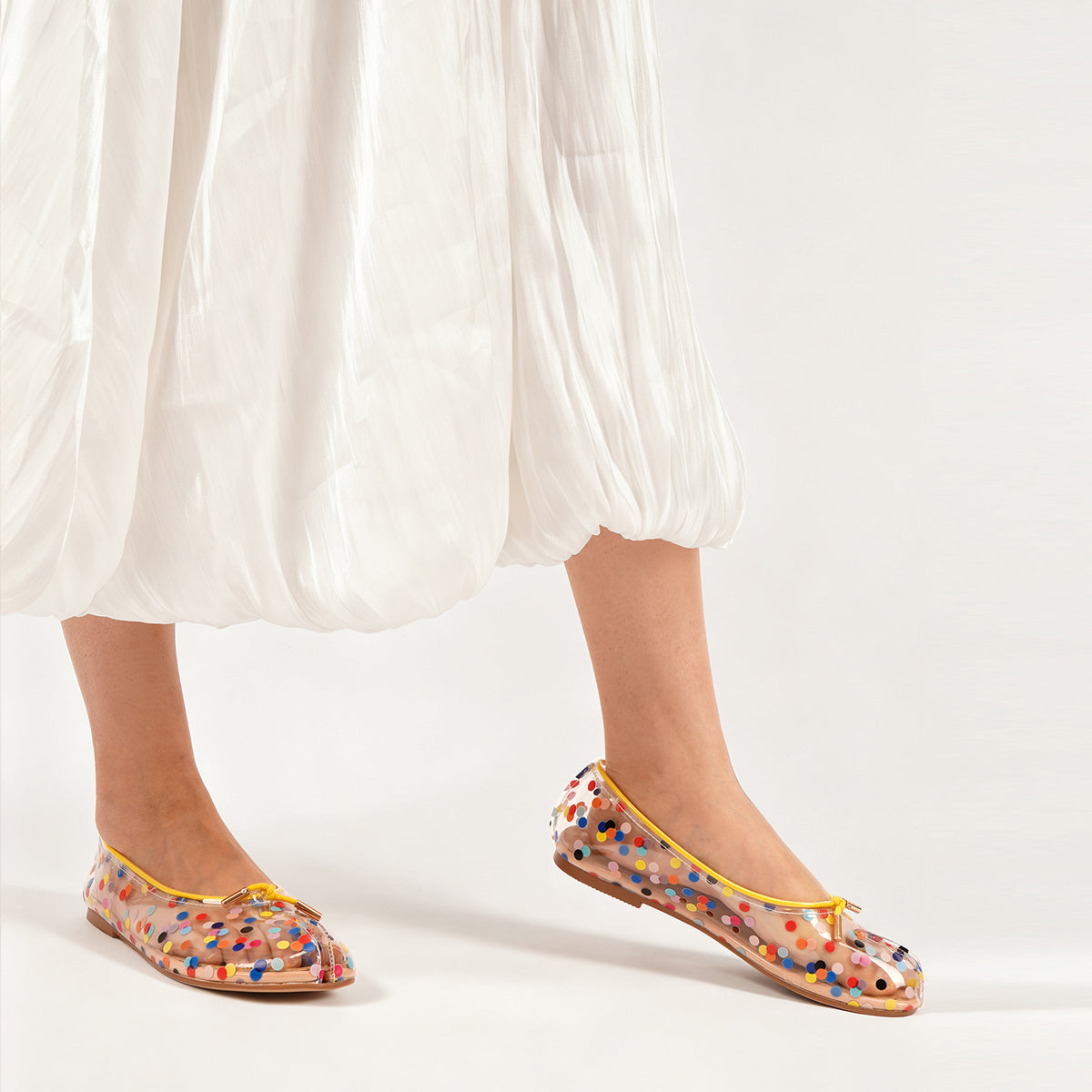 Women's Clear PVC Split Toe Tabi Bow Flat Ballet Flats Slip On Pumps