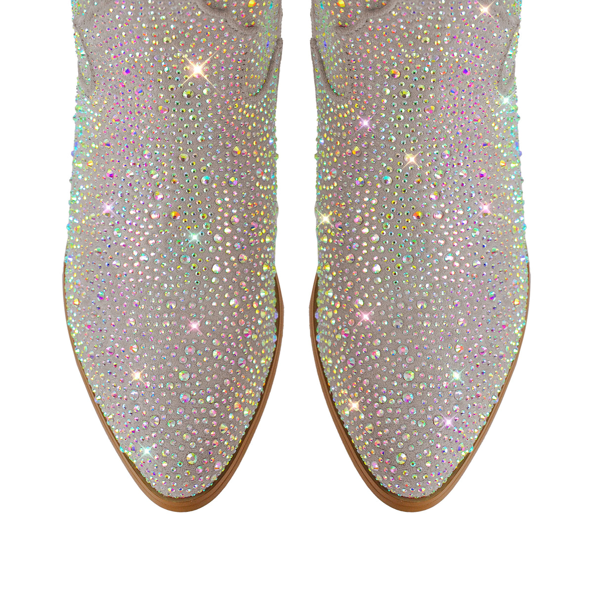 Sparkly Rhinestones Cowboy Cowgirl Boots Calf High Pull On