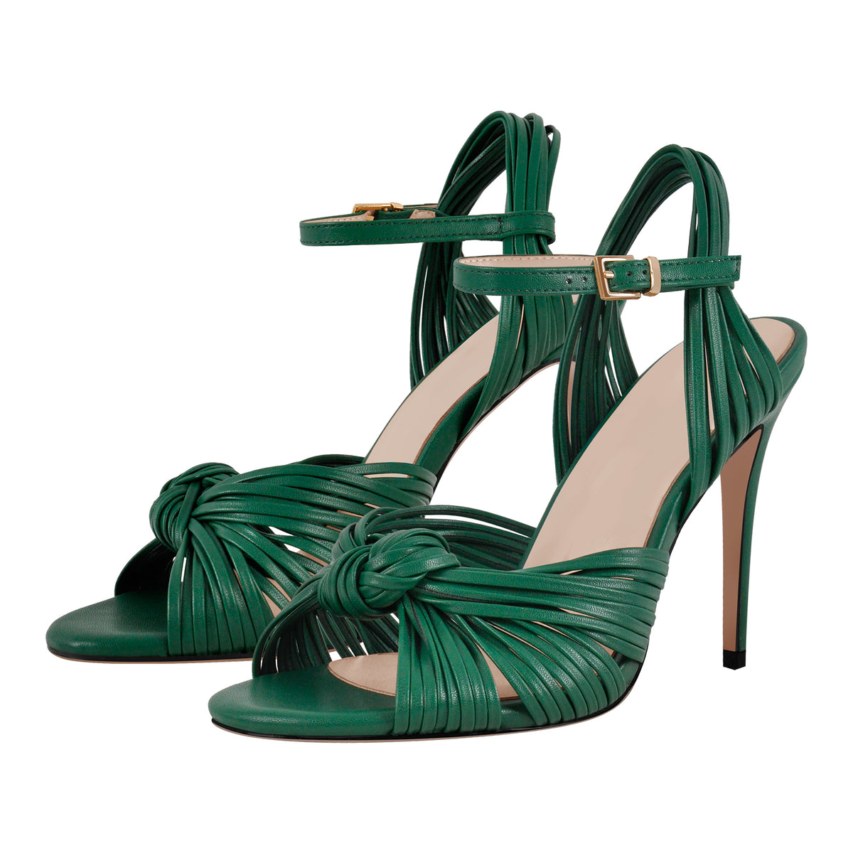 Women's Strappy High Heel Sandals-Stiletto Heels with Braided Knot Design, Ankle Strap Open Toe Dress Shoes for Wedding,Party,Evening