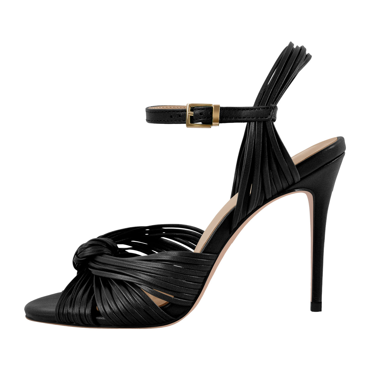 Women's Strappy High Heel Sandals-Stiletto Heels with Braided Knot Design, Ankle Strap Open Toe Dress Shoes for Wedding,Party,Evening