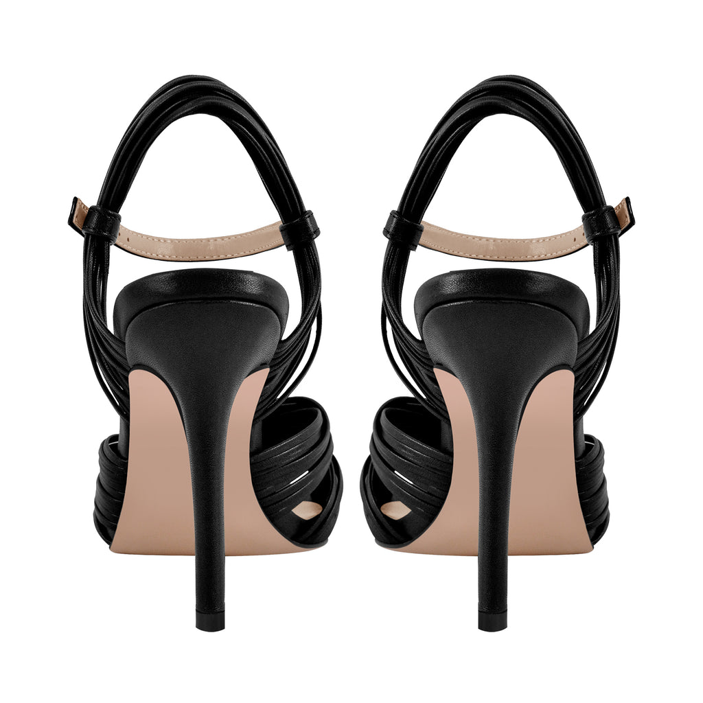 Women's Strappy High Heel Sandals-Stiletto Heels with Braided Knot Design, Ankle Strap Open Toe Dress Shoes for Wedding,Party,Evening