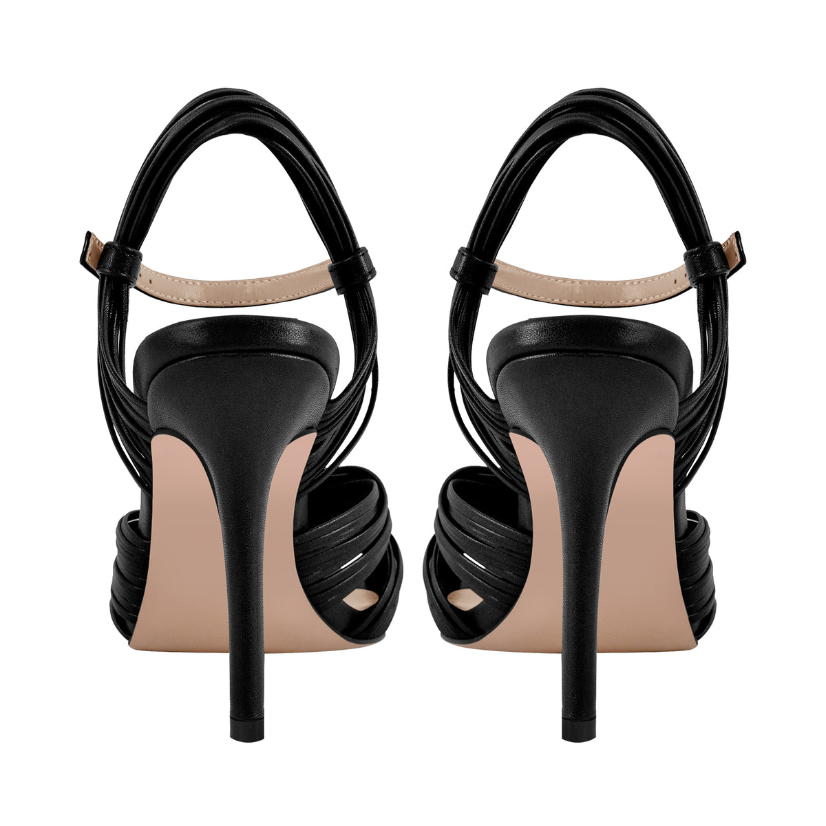 Women's Strappy High Heel Sandals-Stiletto Heels with Braided Knot Design, Ankle Strap Open Toe Dress Shoes for Wedding,Party,Evening