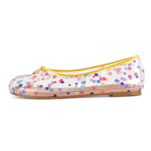 Women's Clear PVC Split Toe Tabi Bow Flat Ballet Flats Slip On Pumps